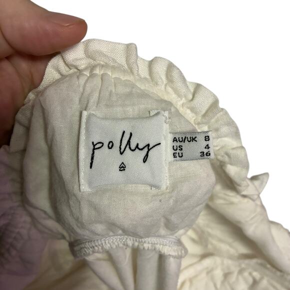 Polly Eloise Linen Blend Tie Front Mini Dress Womens Size 4 - Picture 8 of 9